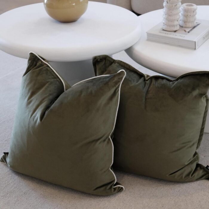 Green velvet cushion 55cm for sofa and bedroom decor