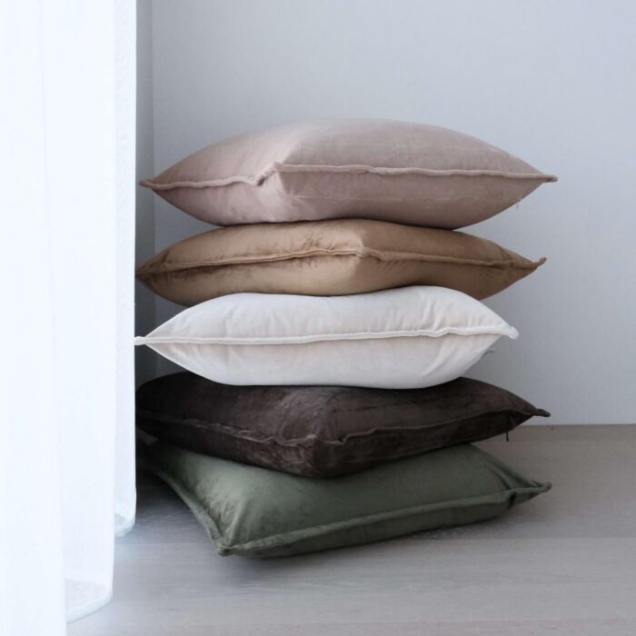 Green velvet cushion 55cm square for luxurious home decor