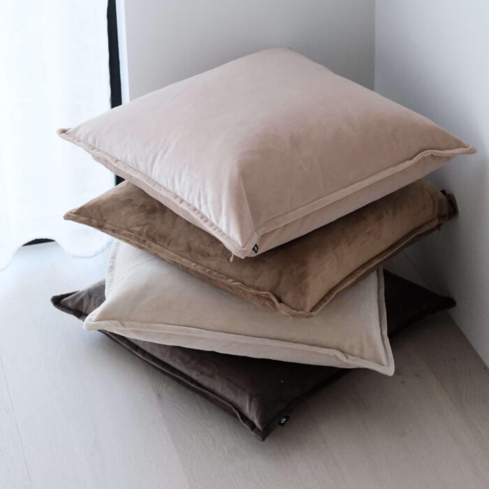 Brown velvet cushion 55cm for sofa and bedroom decor