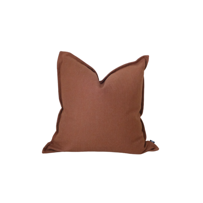 Rust 55cm edge cushion in soft woven fabric for sofa or bed