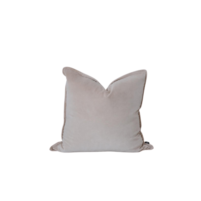 Beige 55cm velvet cushion for sofa and bedroom decor