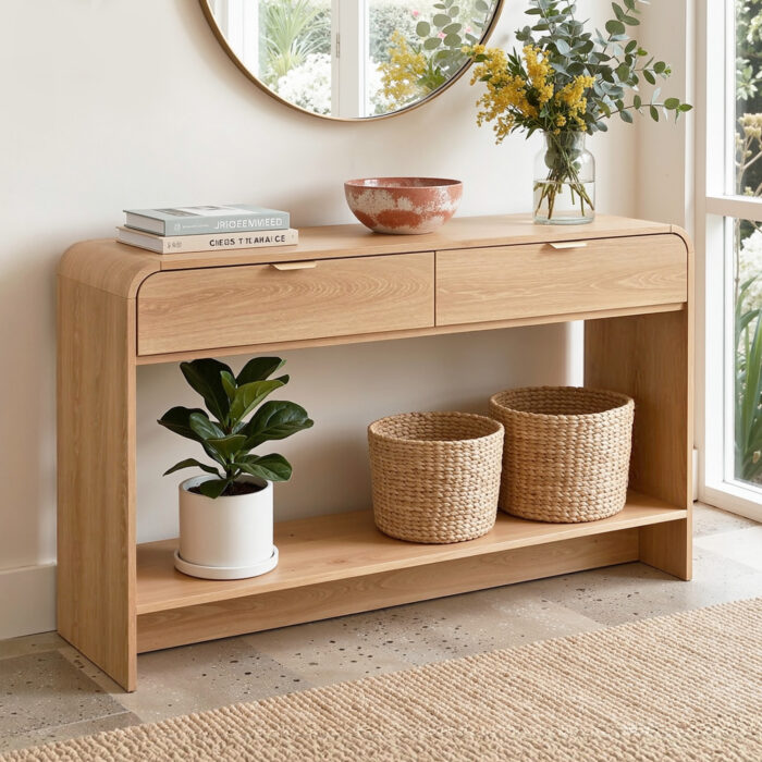 Artiss 120cm pine console table with drawers and shelf