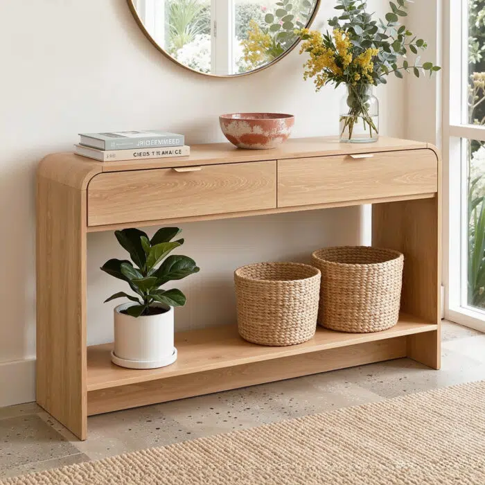Artiss 120cm pine console table with drawers and shelf
