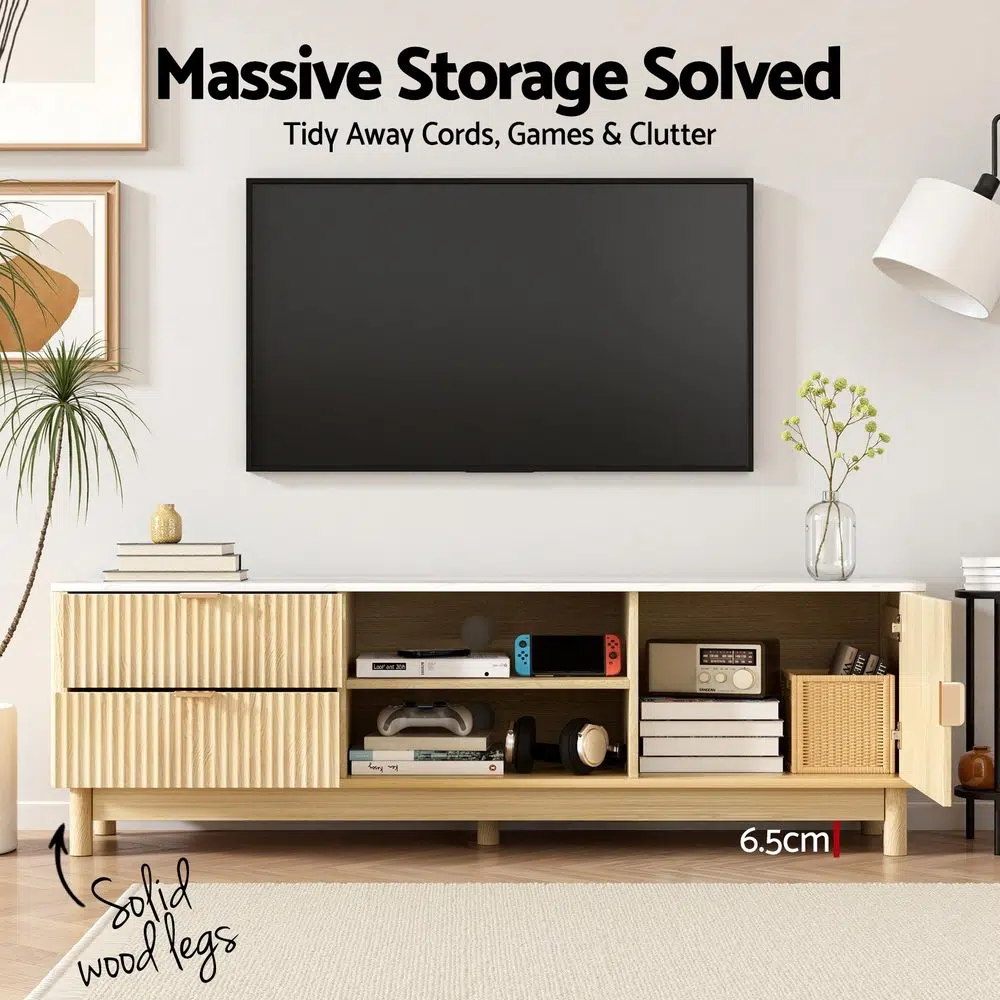 Artiss 150cm Pine TV Unit with Drawers and Shelves
