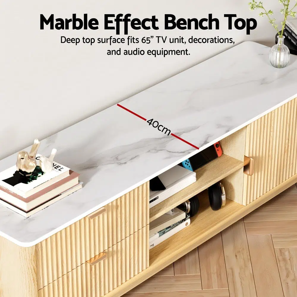 Artiss 150cm Pine TV Unit with Drawers and Open Shelves
