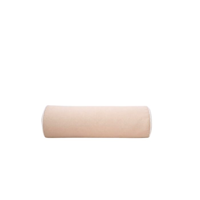 Beige velvet bolster pillow for sofa and bed decor