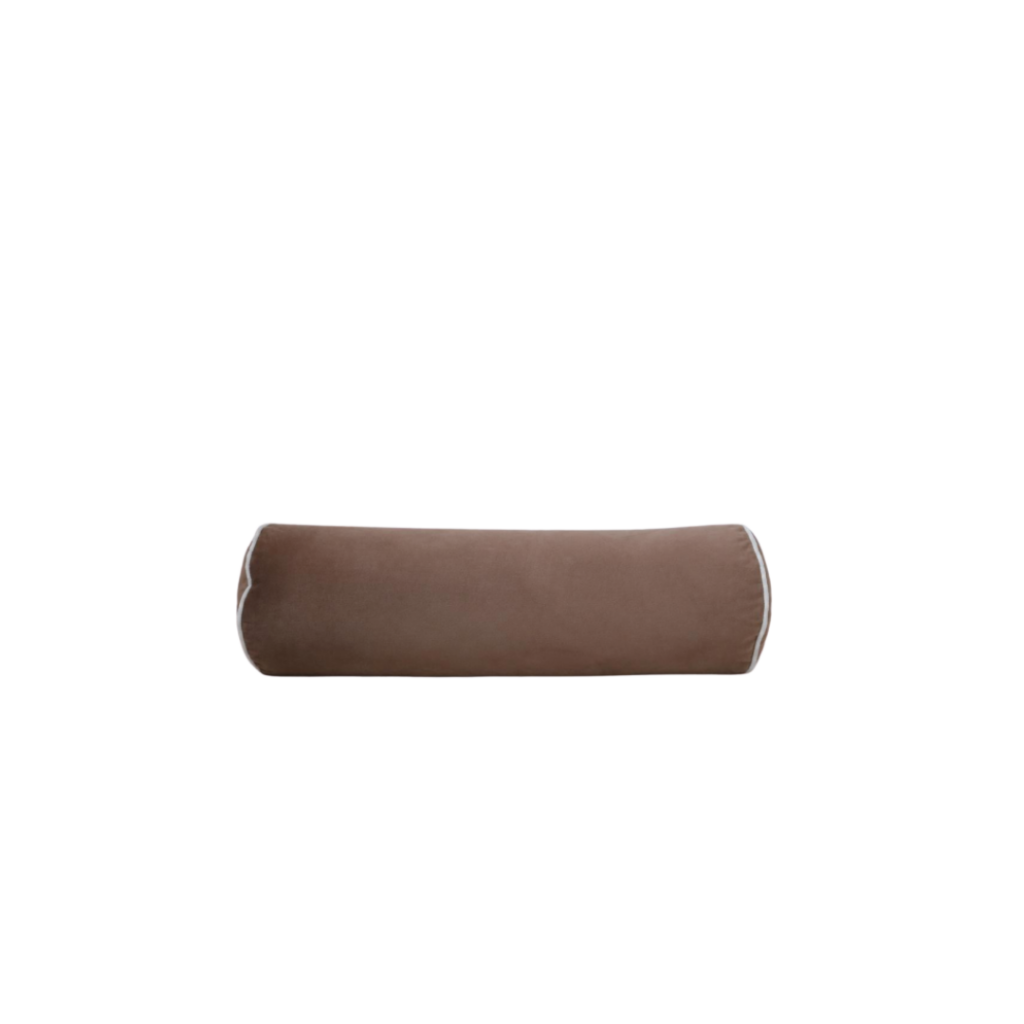 Brown velvet bolster pillow for sofa and bedroom decor