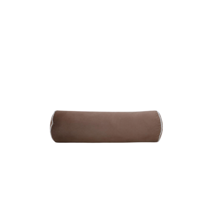 Brown velvet bolster pillow for sofa and bedroom decor