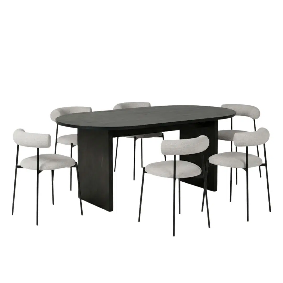 Nova Oval 160cm Dining Set with 6 Soren Dining Chairs