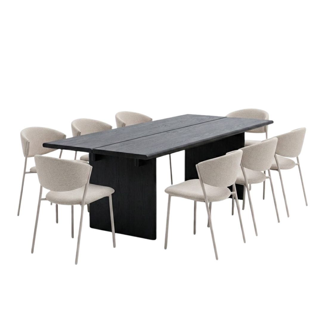 Zena 220cm Rectangular Dining Set With 8 Nori Dining Chairs
