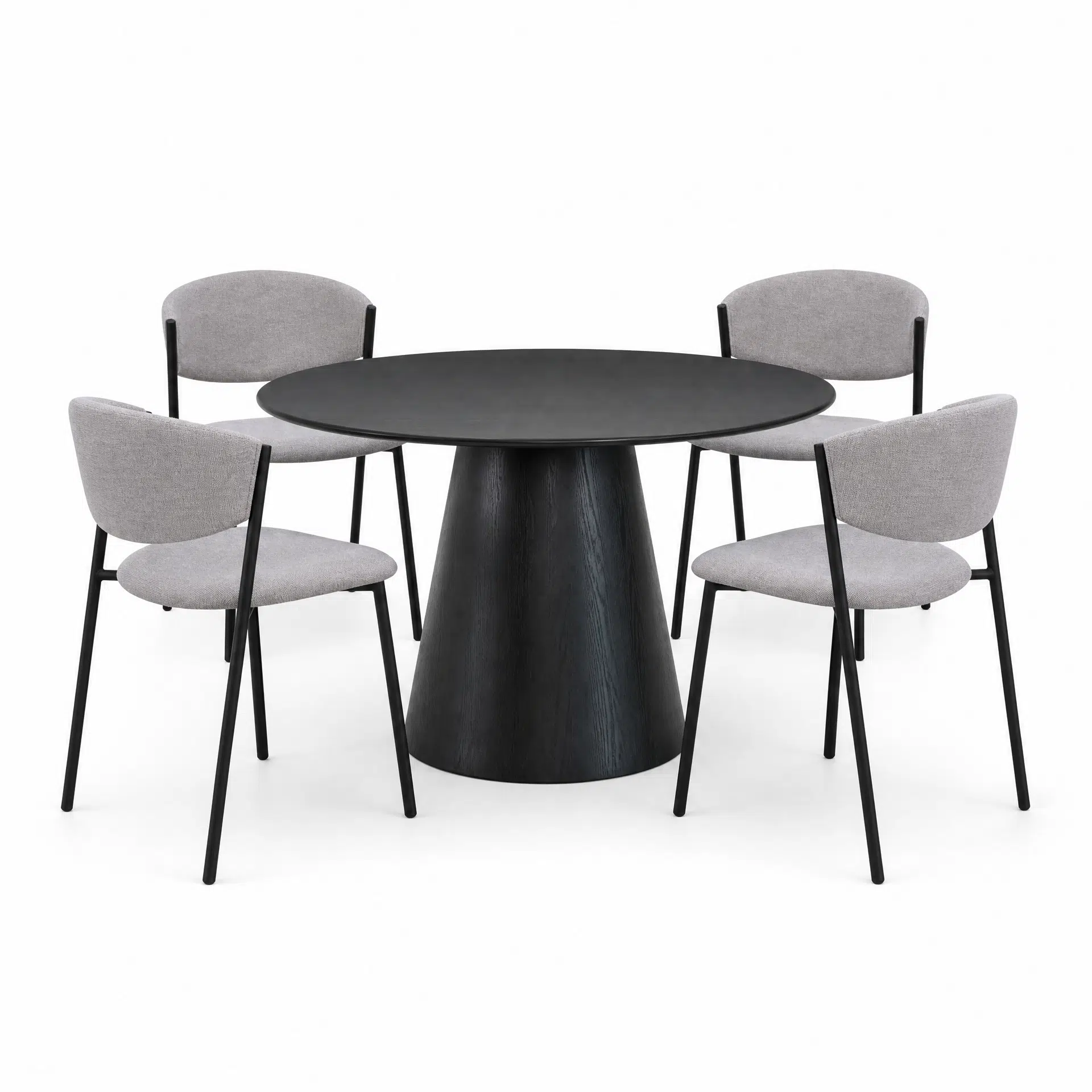 Oliver Round 120cm Black Dining Set With 4 Nori Dining Chair