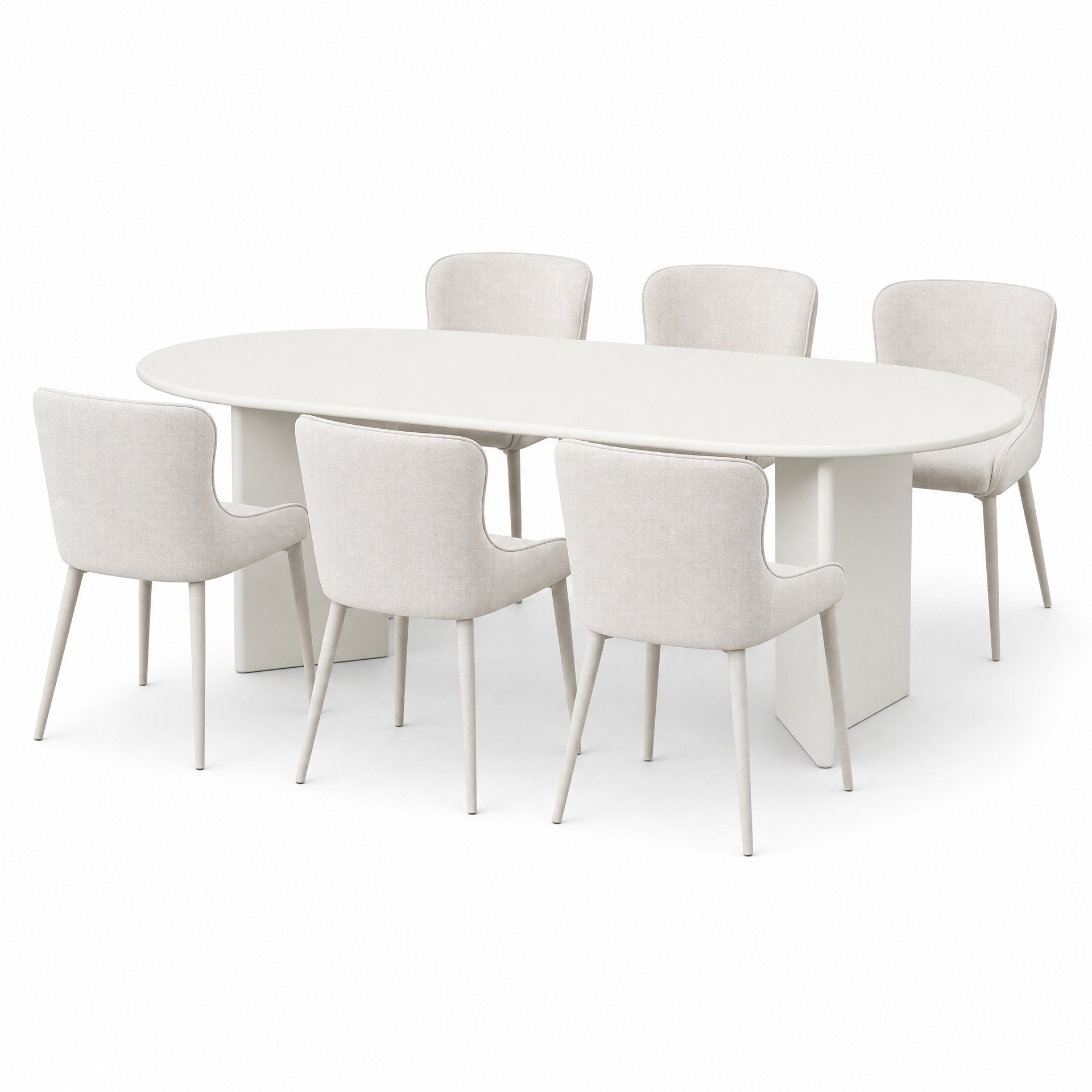 Ovo 180cm Oval Dining Set With 6 Marlow Dining Chairs