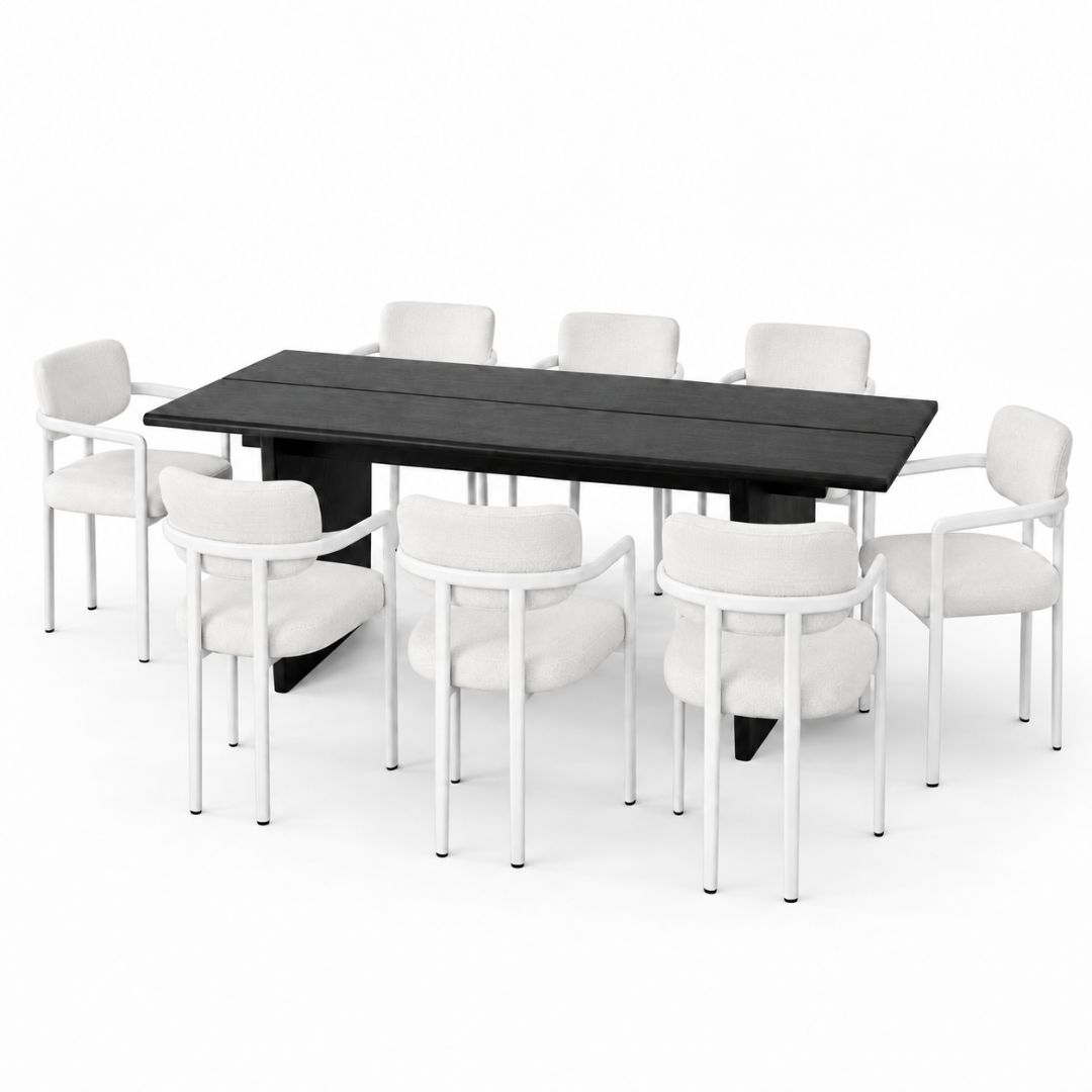 Zena 220cm Rectangular Dining Set With 8 Felina Dining Chairs