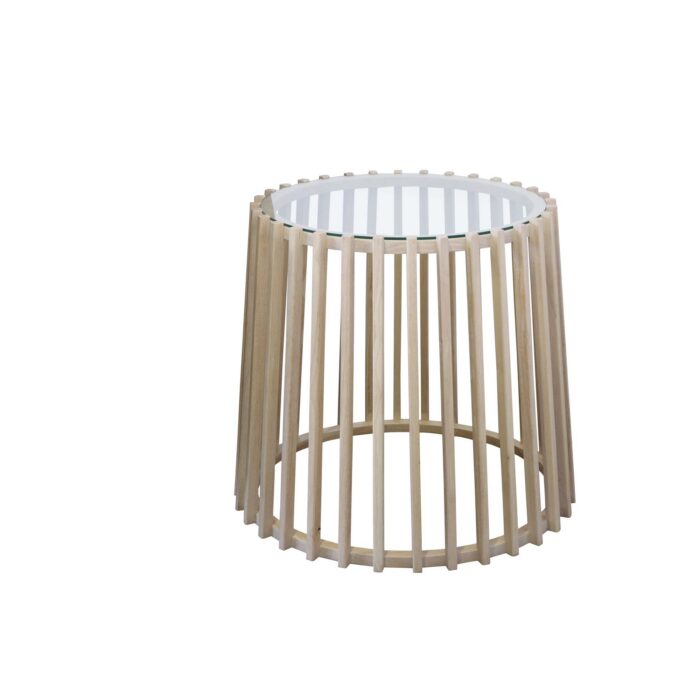 Kokomo Round Glass Side Table 60cm - Oak