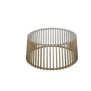 Kokomo Round Glass Coffee Table 95cm - Oak