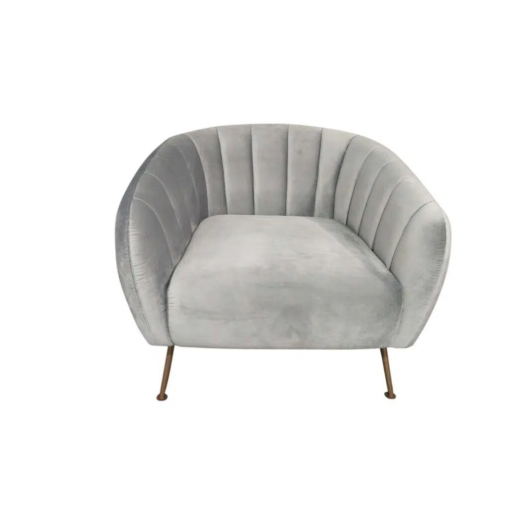 Monet Velvet Accent Chair - Soft Grey