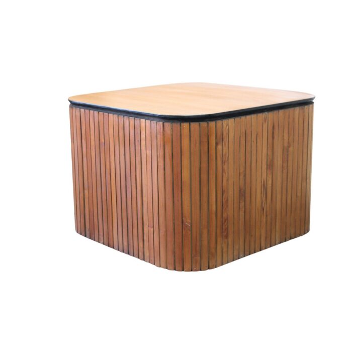 Finn Ribbed Square Side Table 60cm - Oak