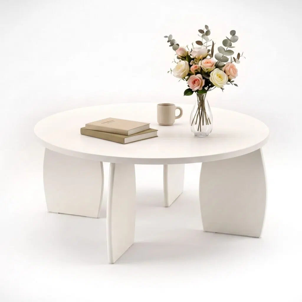 Lumi Round Coffee Table 78cm - Cream White