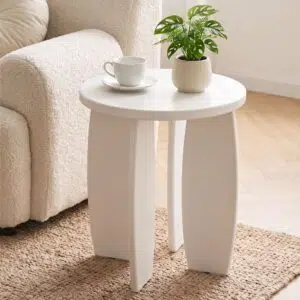 Lumi Round Side Table 40cm - Cream White