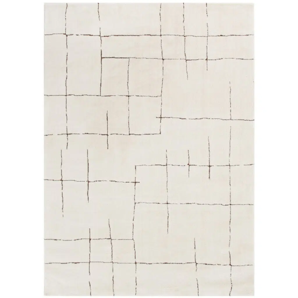 Mila Abstract Lines Brown Cream Rug