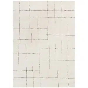 Mila Abstract Lines Brown Cream Rug