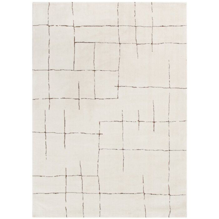 Mila Abstract Lines Brown Cream Rug