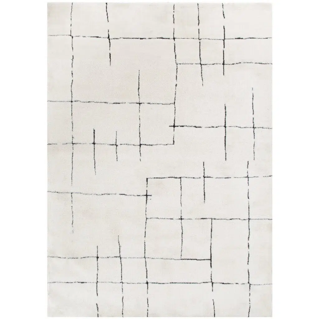 Mila Abstract Lines Black Cream Rug