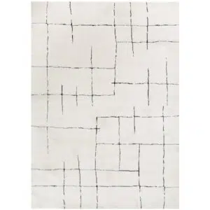 Mila Abstract Lines Black Cream Rug