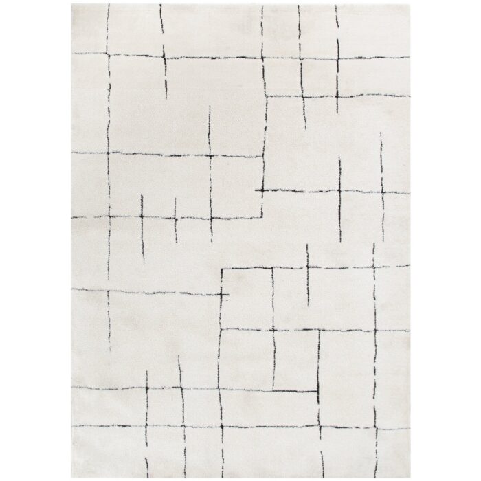 Mila Abstract Lines Black Cream Rug