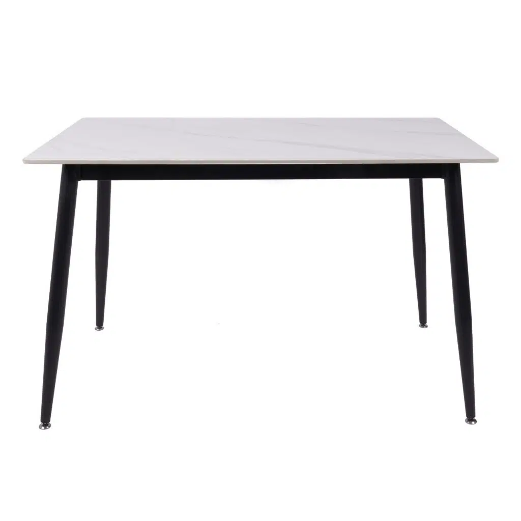 Fiore 120cm Sintered Stone Dining Table - White Marble Look