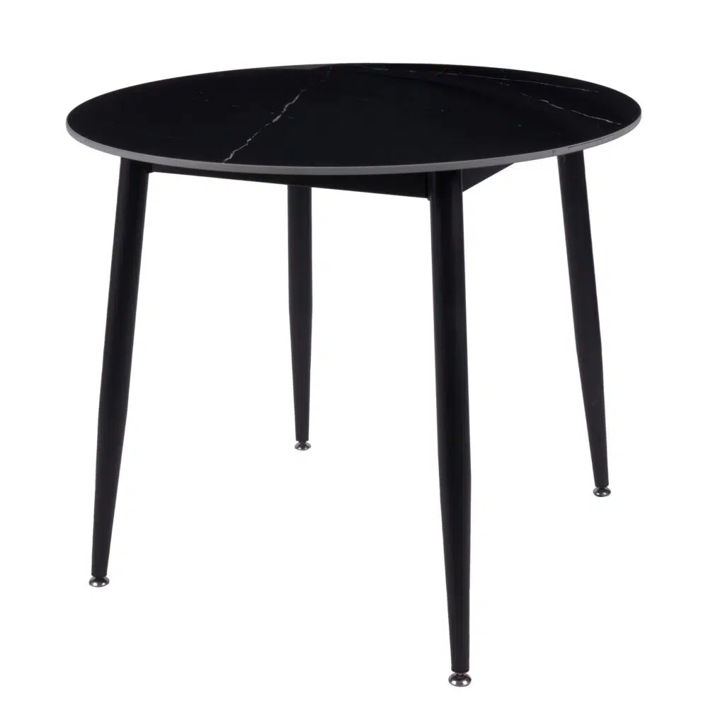 Fiore 90cm Round Sintered Stone Dining Table - Black Marble Look