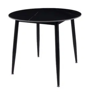 Fiore 90cm Round Sintered Stone Dining Table - Black Marble Look