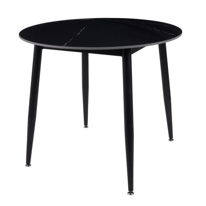 Fiore 90cm Round Sintered Stone Dining Table - Black Marble Look