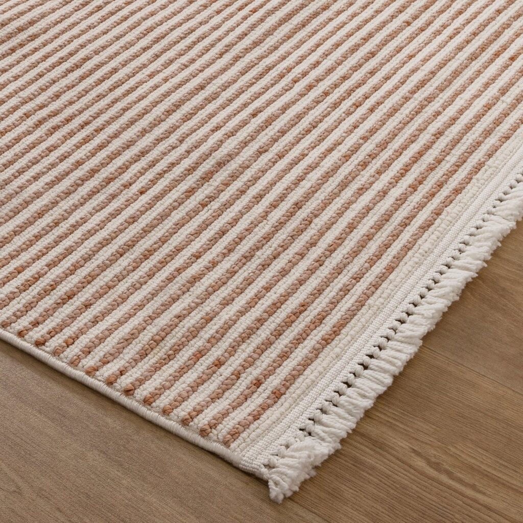 Berno Pink Ivory Loop Stripes Rug