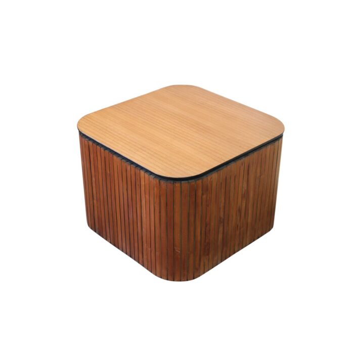 Finn Ribbed Square Side Table 60cm - Oak