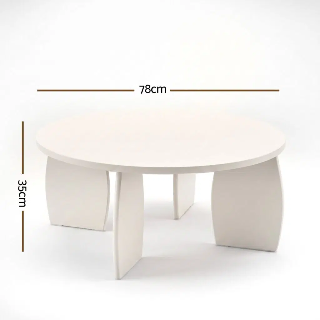 Lumi Round Coffee Table 78cm - Cream White