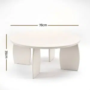 Lumi Round Coffee Table 78cm - Cream White