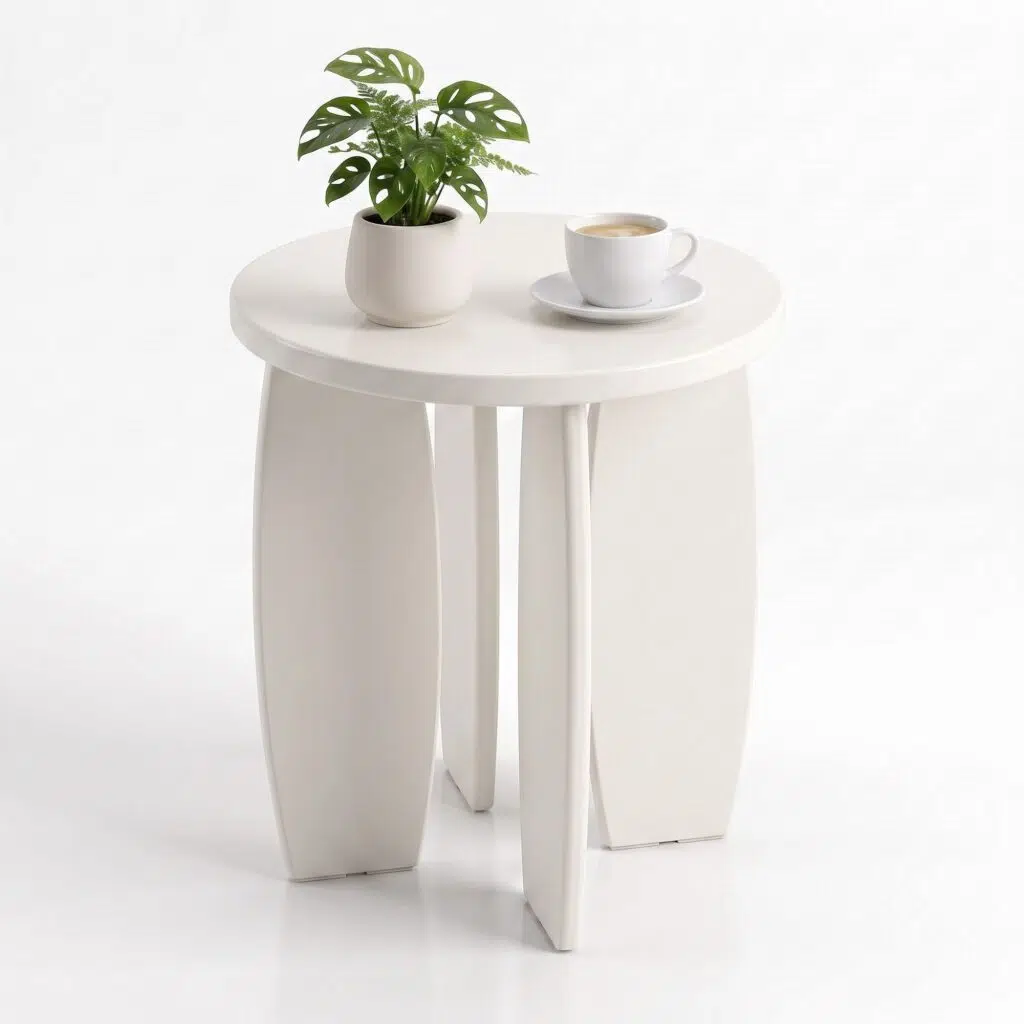 Lumi Round Side Table 40cm - Cream White