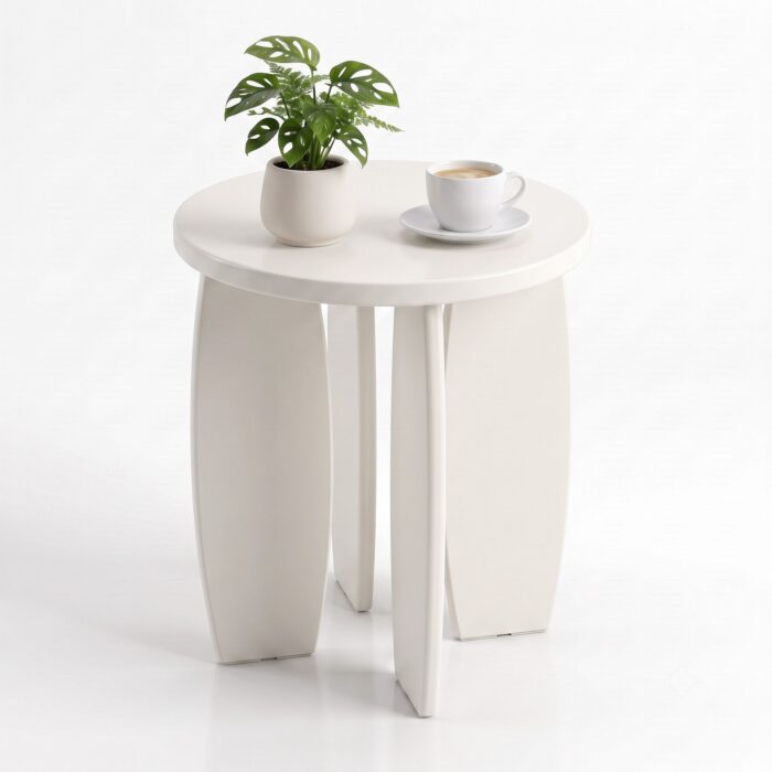 Lumi Round Side Table 40cm - Cream White