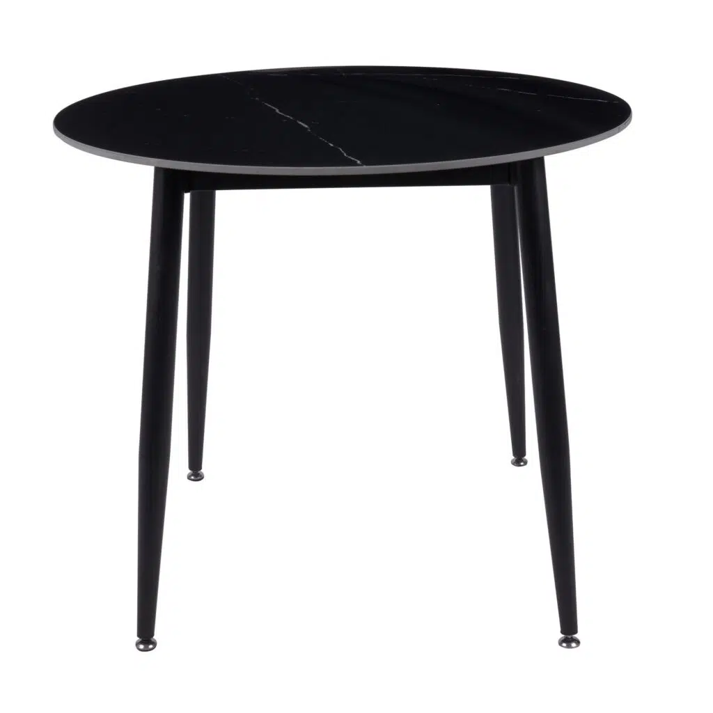 Fiore 90cm Round Sintered Stone Dining Table - Black Marble Look