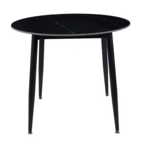 Fiore 90cm Round Sintered Stone Dining Table - Black Marble Look