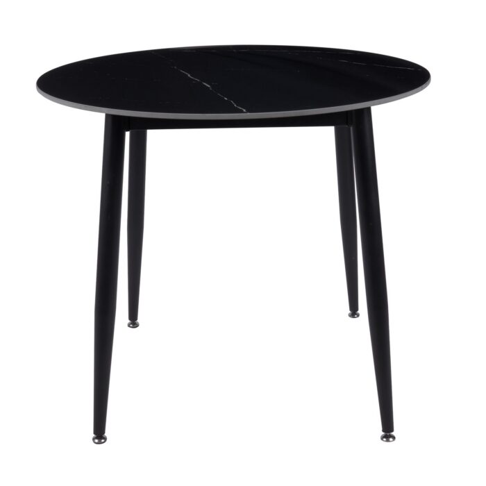 Fiore 90cm Round Sintered Stone Dining Table - Black Marble Look