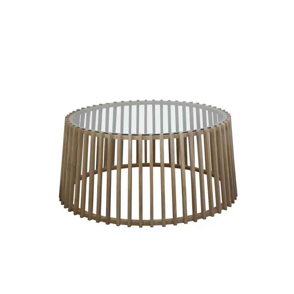 Kokomo Round Glass Coffee Table 95cm - Oak