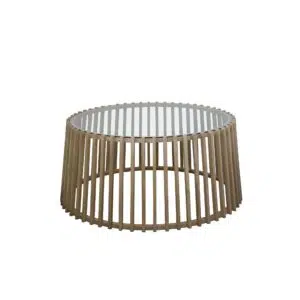 Kokomo Round Glass Coffee Table 95cm - Oak