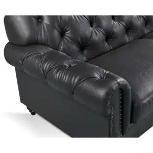 Barclay Chesterfield 2 Seater Sofa - Black Faux Leather