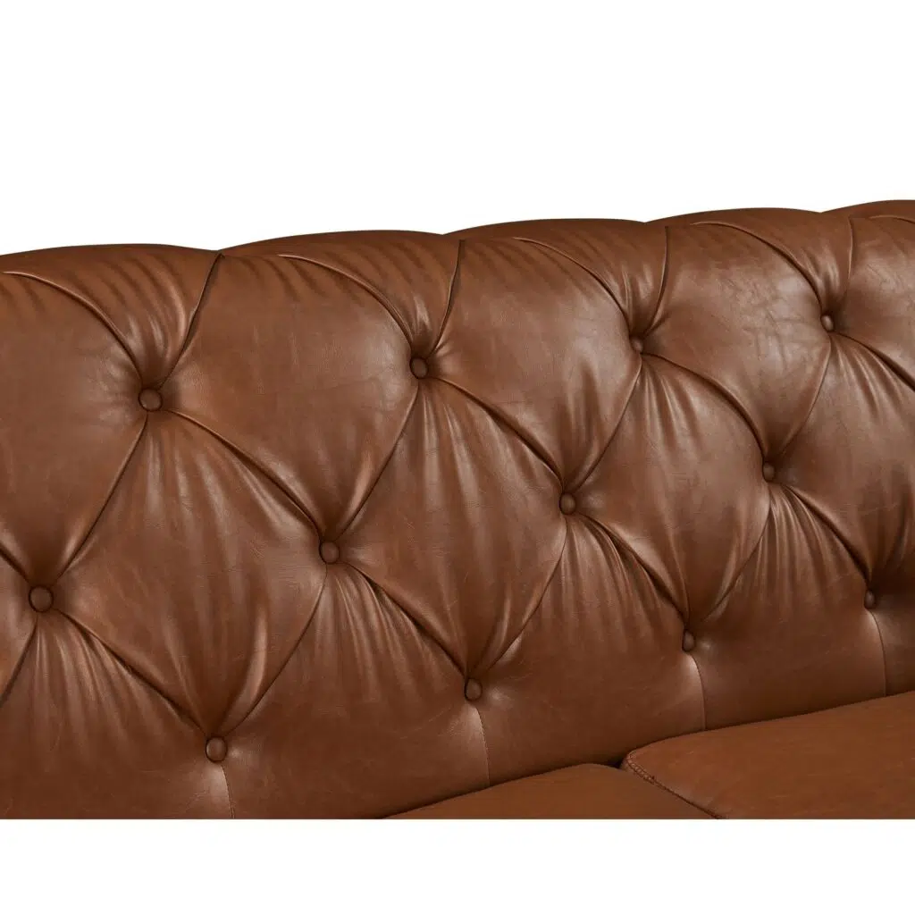Barclay Chesterfield 3 Seater Sofa - Tan Faux Leather