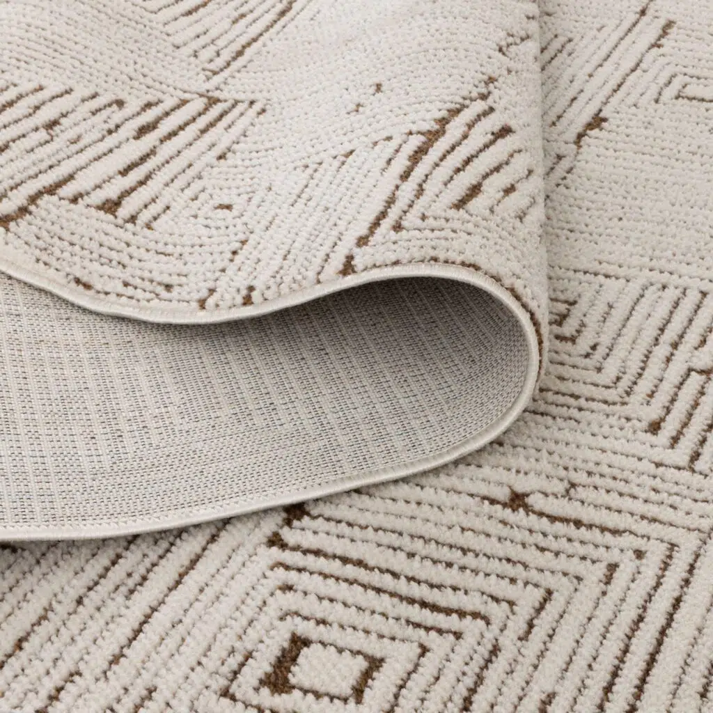 Mila Geometric Squares Cream Brown Rug