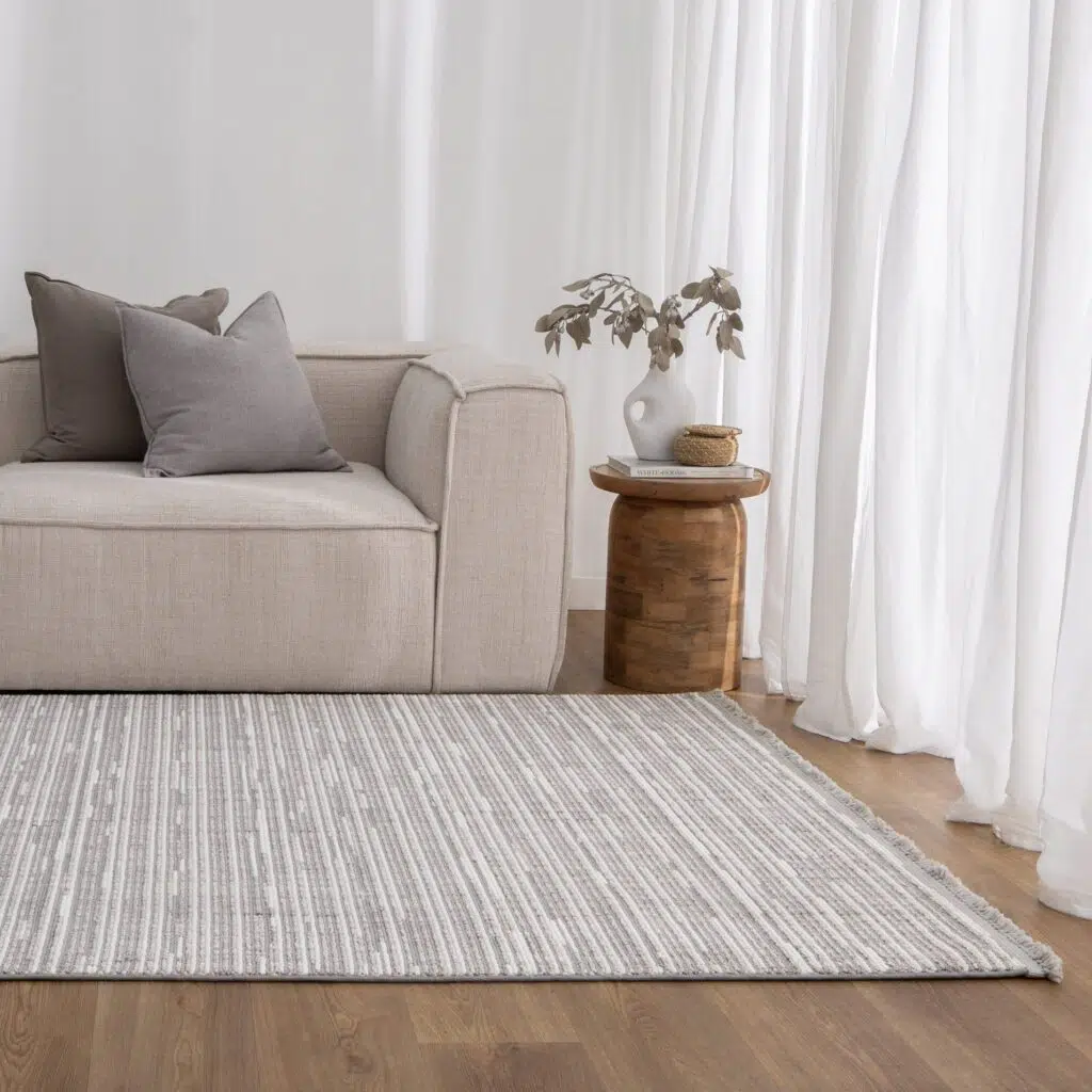 Berno Silver Ivory Loop Lines Rug