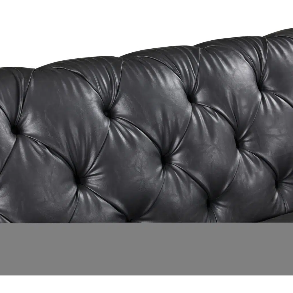 Barclay Chesterfield 2 Seater Sofa - Black Faux Leather