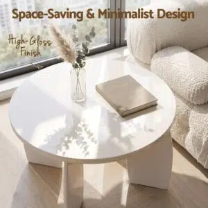 Lumi Round Coffee Table 78cm - Cream White
